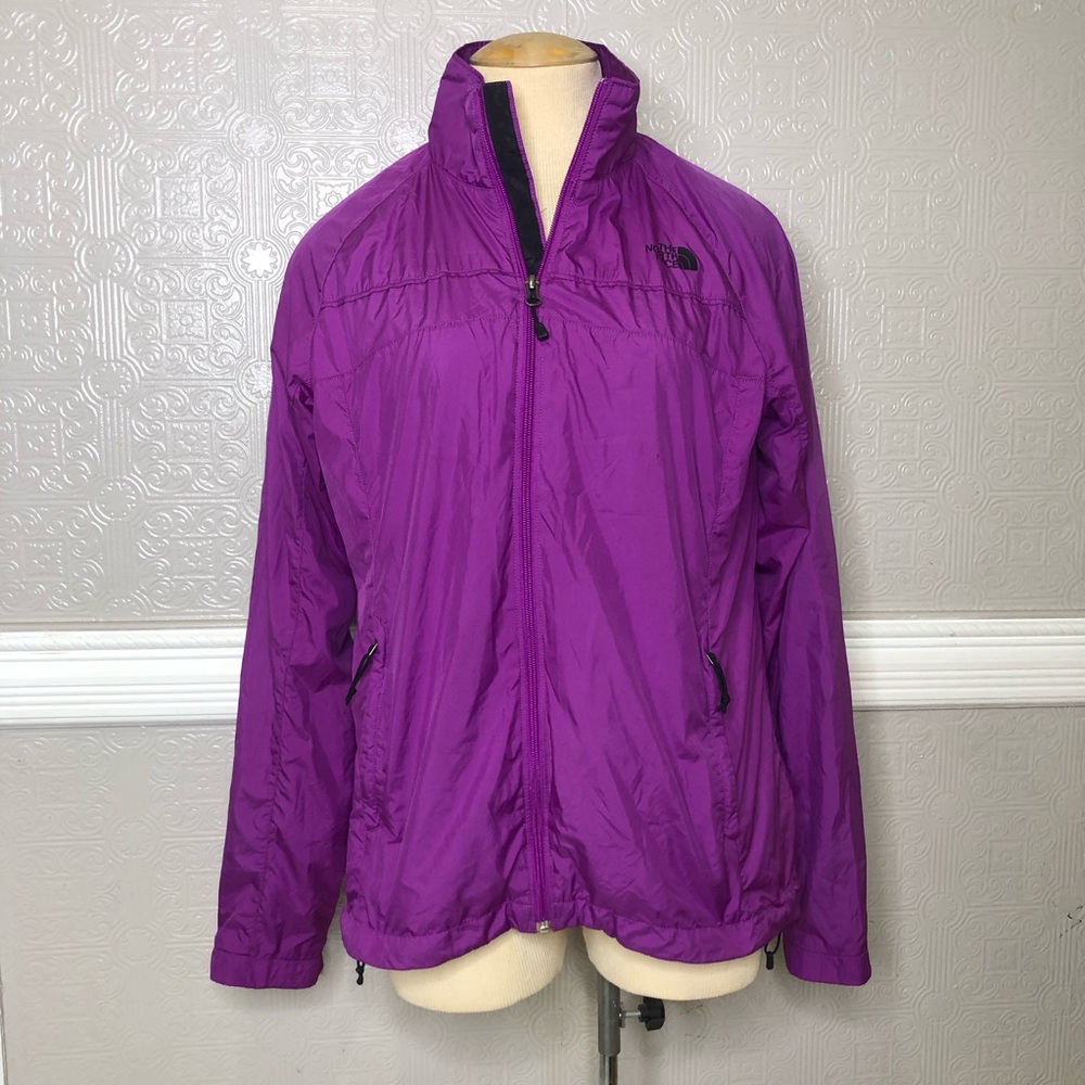 The North Face Womens Full-Zip Windbreaker Jacket Purple Size L Purple